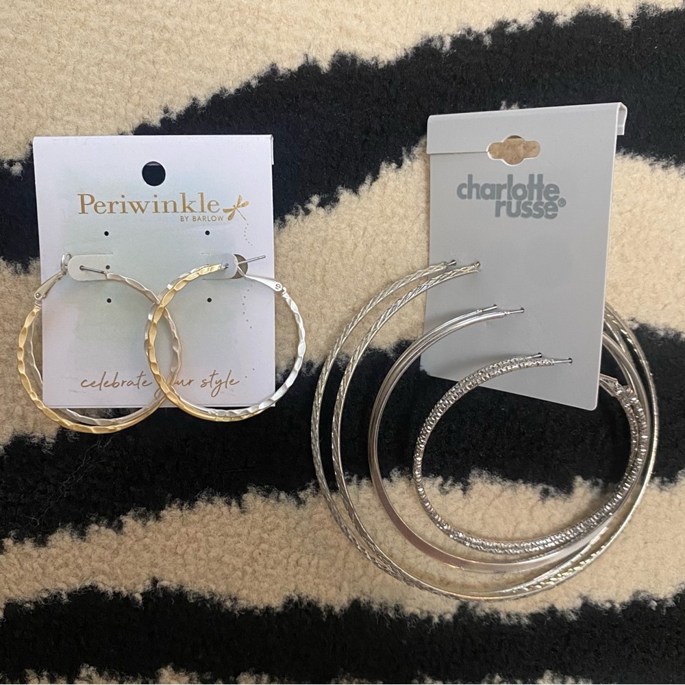 NWT 4 Pairs of Charlotte Russe & Periwinkle Hoop Earrings